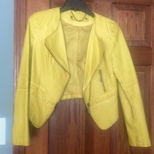 Funky crop faux leather jacket!